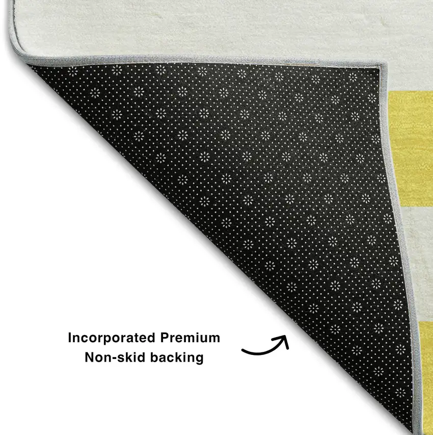 Yellow And Ivory Striped Washable Area Rug With UV Protection Photo 9