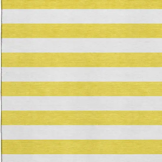 Yellow And Ivory Striped Washable Area Rug With UV Protection Photo 9