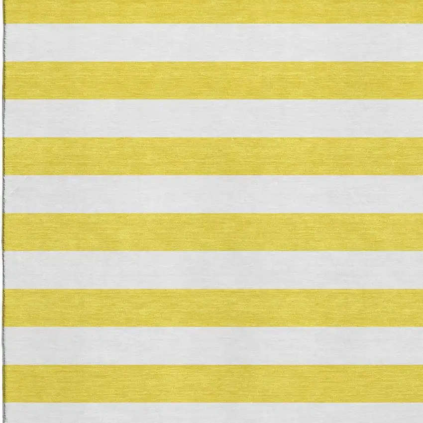 Yellow And Ivory Striped Washable Area Rug With UV Protection Photo 9
