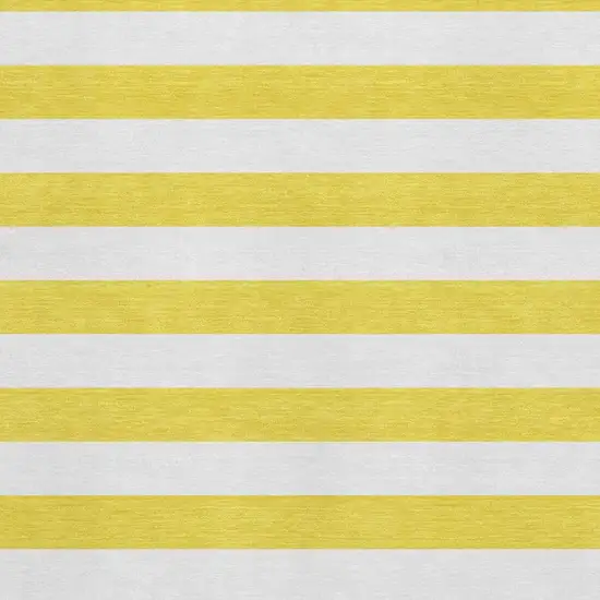Yellow And Ivory Striped Washable Area Rug With UV Protection Photo 3