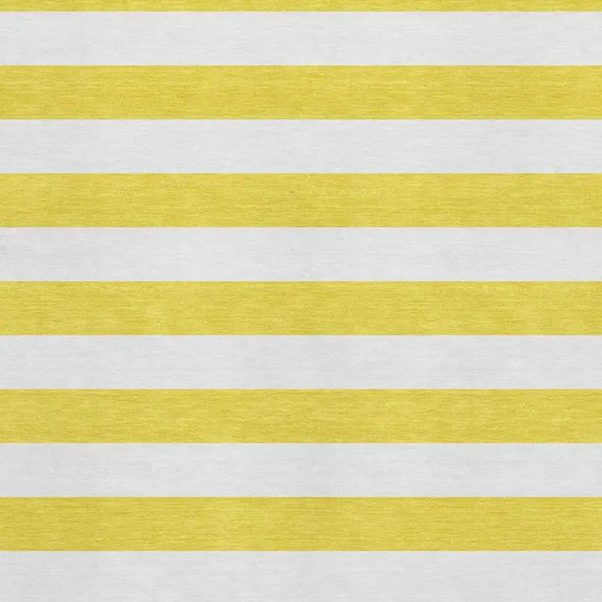 Yellow And Ivory Striped Washable Area Rug With UV Protection Photo 3