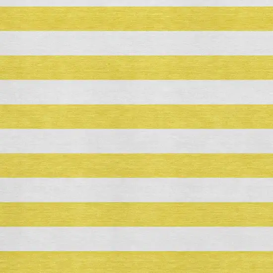 Yellow And Ivory Striped Washable Area Rug With UV Protection Photo 5