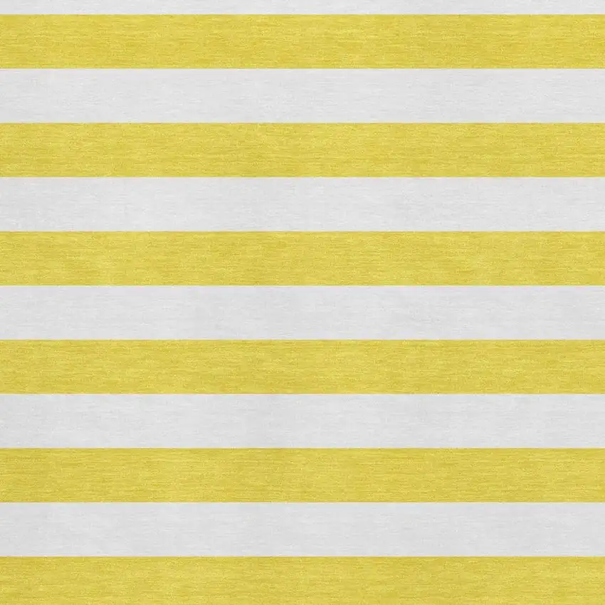 Yellow And Ivory Striped Washable Area Rug With UV Protection Photo 5