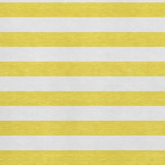 Yellow And Ivory Striped Washable Area Rug With UV Protection Photo 4
