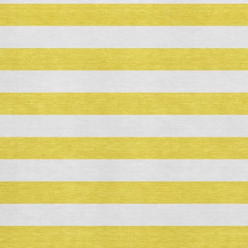 Yellow And Ivory Striped Washable Area Rug With UV Protection Photo 4