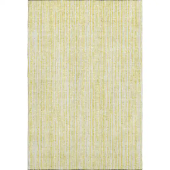 Yellow And Ivory Striped Washable Area Rug With UV Protection Photo 3