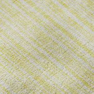Photo of Yellow And Ivory Striped Washable Area Rug With UV Protection