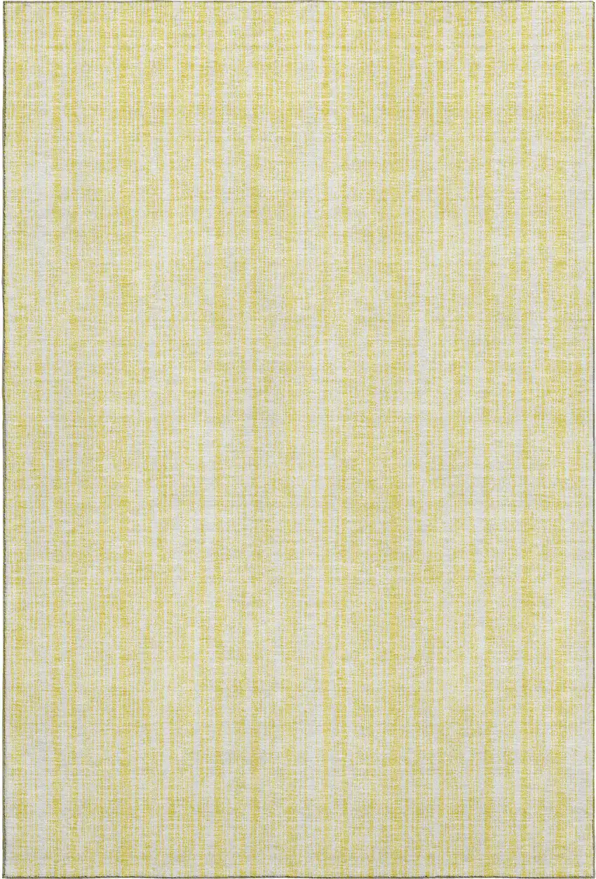 Yellow And Ivory Striped Washable Area Rug With UV Protection Photo 3