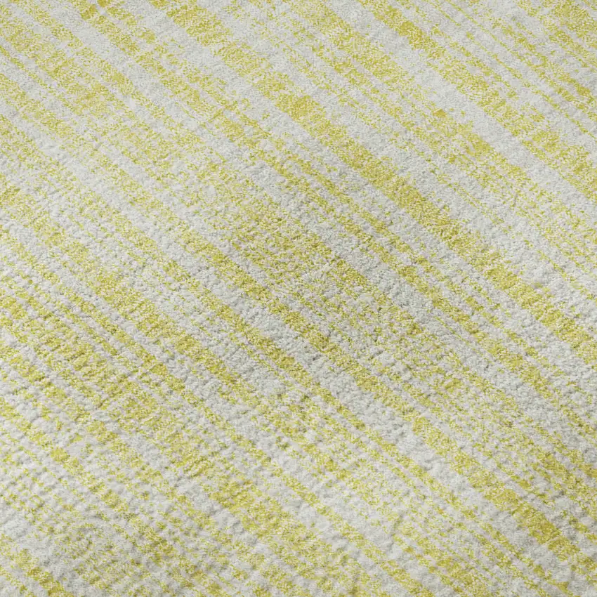 Yellow And Ivory Striped Washable Area Rug With UV Protection Photo 7