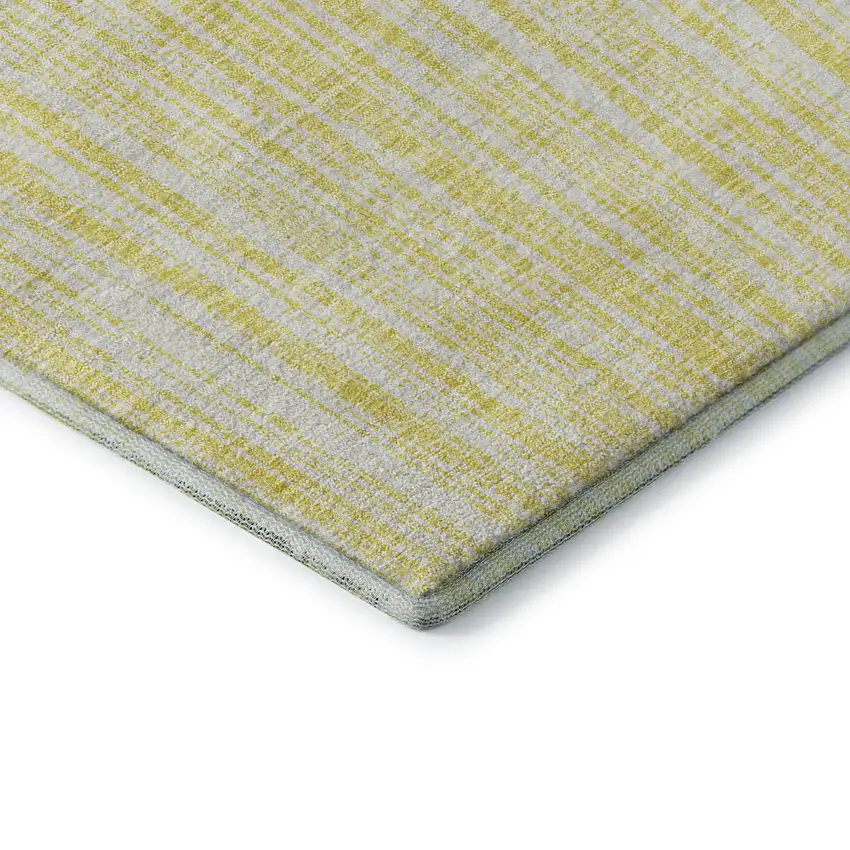 Yellow And Ivory Striped Washable Area Rug With UV Protection Photo 5