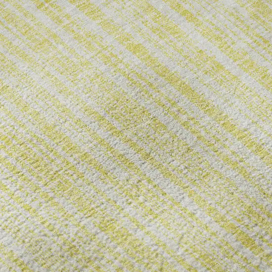 Yellow And Ivory Striped Washable Area Rug With UV Protection Photo 7