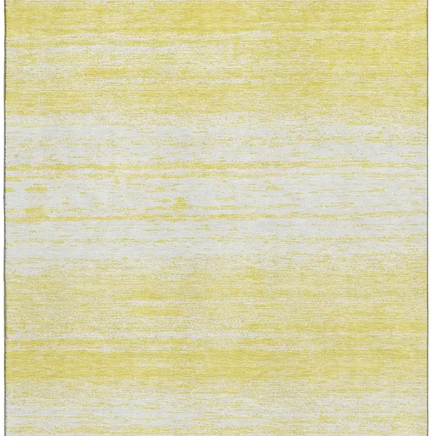 Yellow And Ivory Striped Washable Area Rug With UV Protection Photo 3
