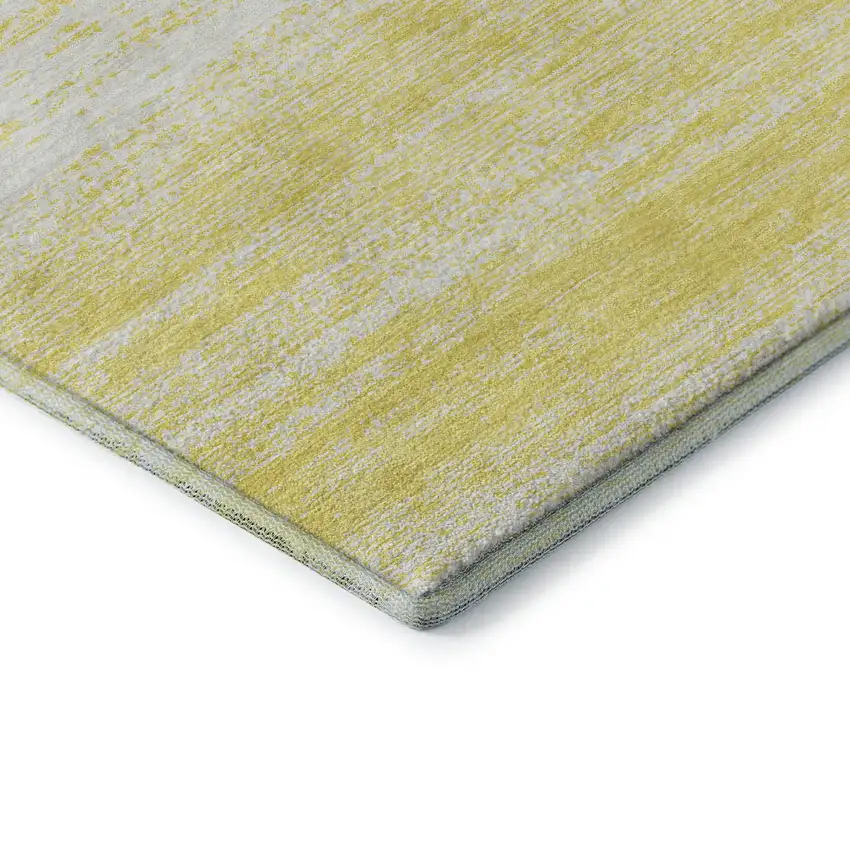 Yellow And Ivory Striped Washable Area Rug With UV Protection Photo 8