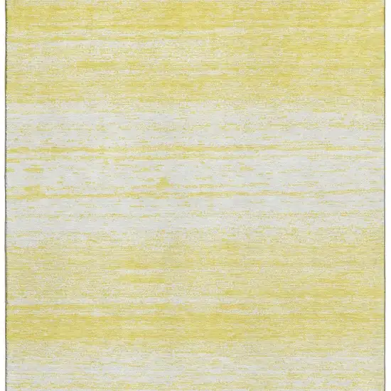 Yellow And Ivory Striped Washable Area Rug With UV Protection Photo 4