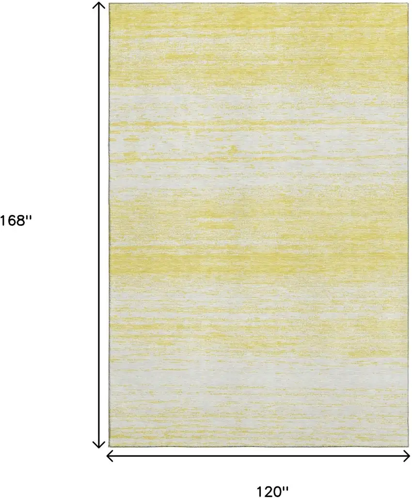 Yellow And Ivory Striped Washable Area Rug With UV Protection Photo 3