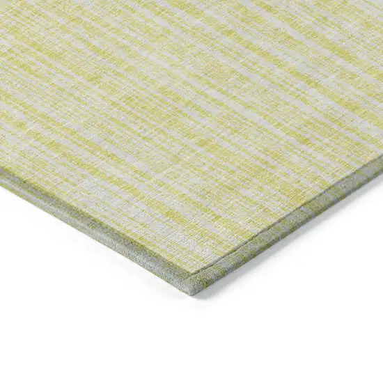 Yellow And Ivory Striped Washable Indoor Outdoor Area Rug Photo 3