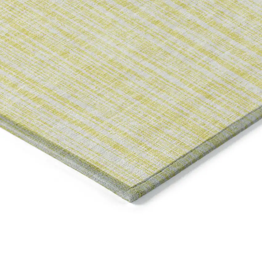 Yellow And Ivory Striped Washable Indoor Outdoor Area Rug Photo 3