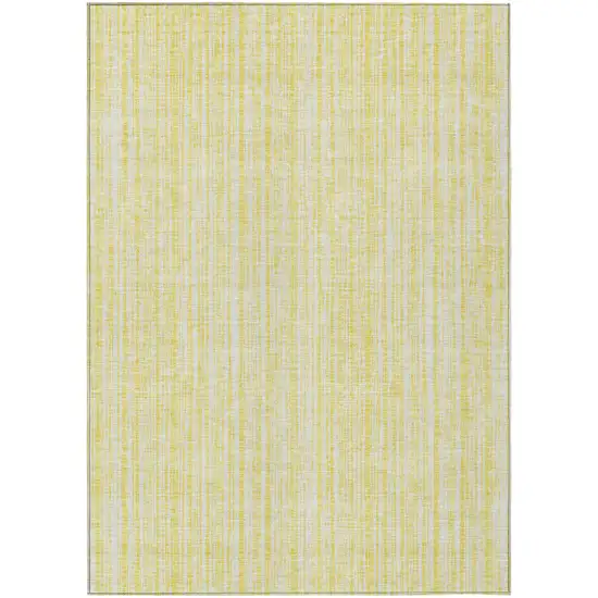 Yellow And Ivory Striped Washable Indoor Outdoor Area Rug Photo 1
