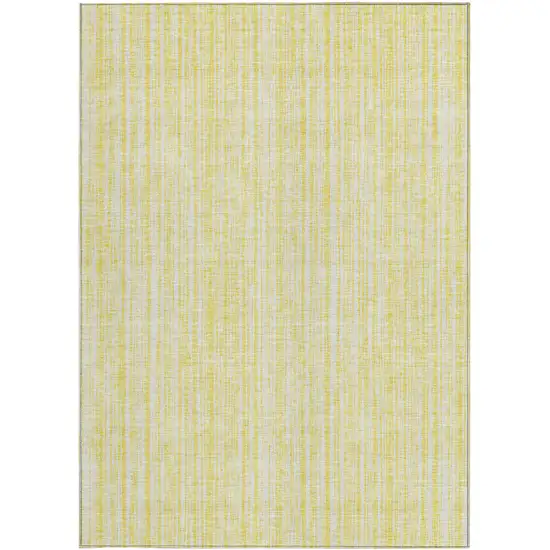 Yellow And Ivory Striped Washable Indoor Outdoor Area Rug Photo 4
