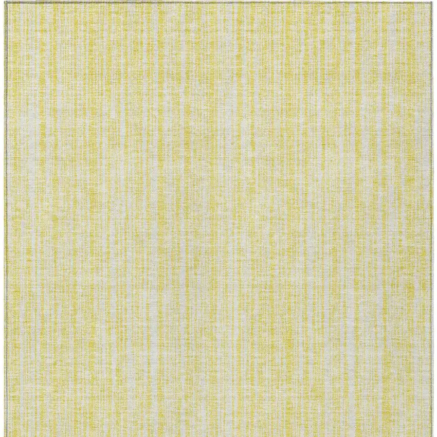Yellow And Ivory Striped Washable Indoor Outdoor Area Rug Photo 5