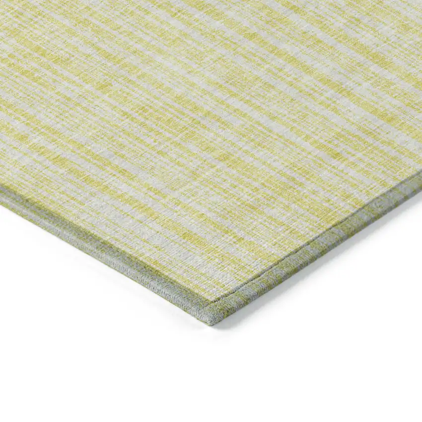 Yellow And Ivory Striped Washable Indoor Outdoor Area Rug Photo 2