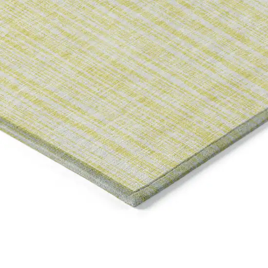 Yellow And Ivory Striped Washable Indoor Outdoor Area Rug Photo 2