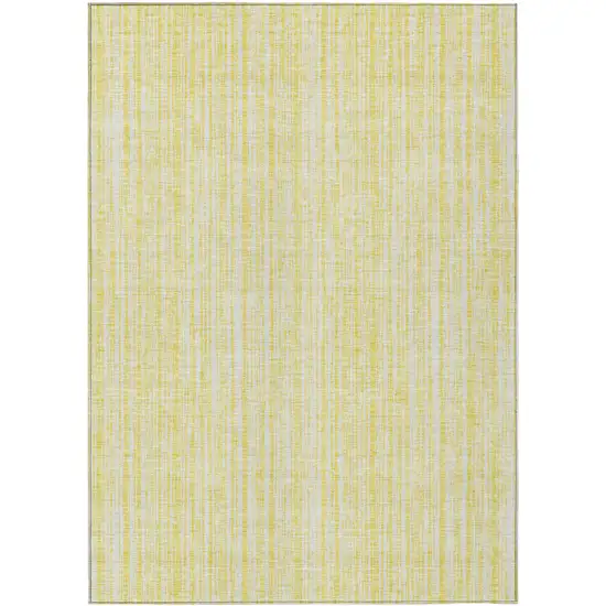 Yellow And Ivory Striped Washable Indoor Outdoor Area Rug Photo 1
