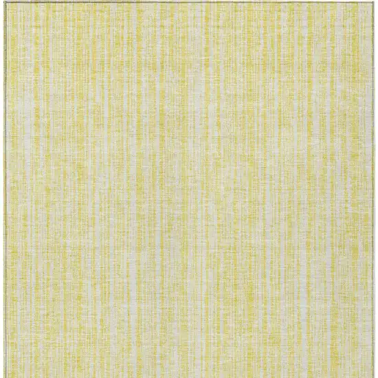 Yellow And Ivory Striped Washable Indoor Outdoor Area Rug Photo 4