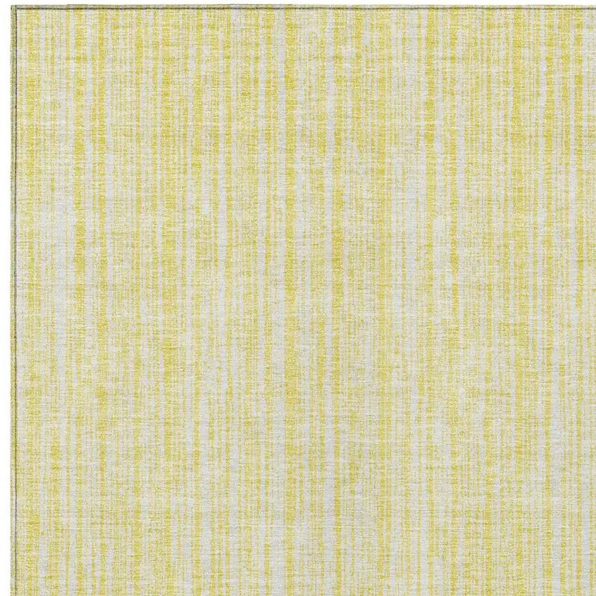 Yellow And Ivory Striped Washable Indoor Outdoor Area Rug Photo 3