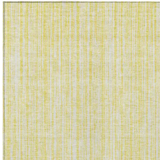 Yellow And Ivory Striped Washable Indoor Outdoor Area Rug Photo 3