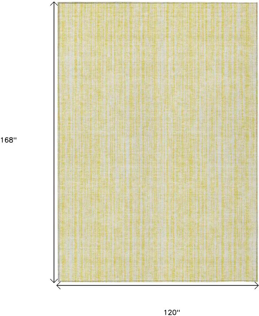 Yellow And Ivory Striped Washable Indoor Outdoor Area Rug Photo 9
