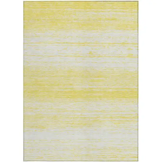 Yellow And Ivory Striped Washable Indoor Outdoor Area Rug Photo 6