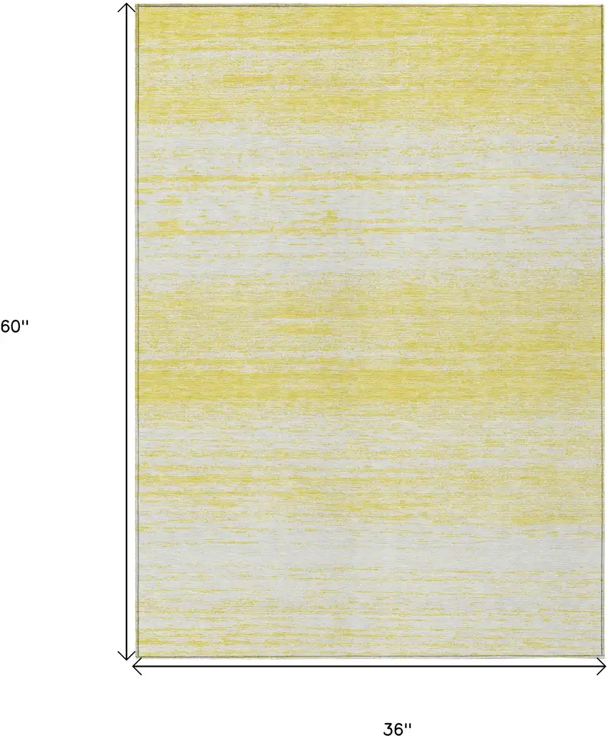 Yellow And Ivory Striped Washable Indoor Outdoor Area Rug Photo 3
