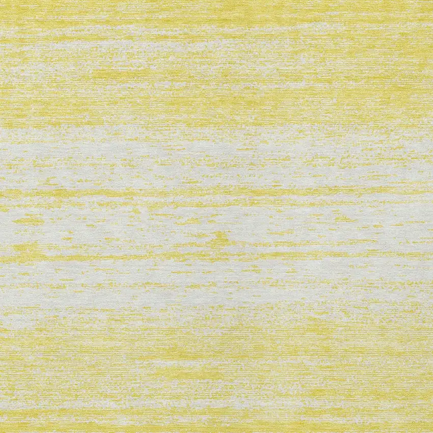 Yellow And Ivory Striped Washable Indoor Outdoor Area Rug Photo 6