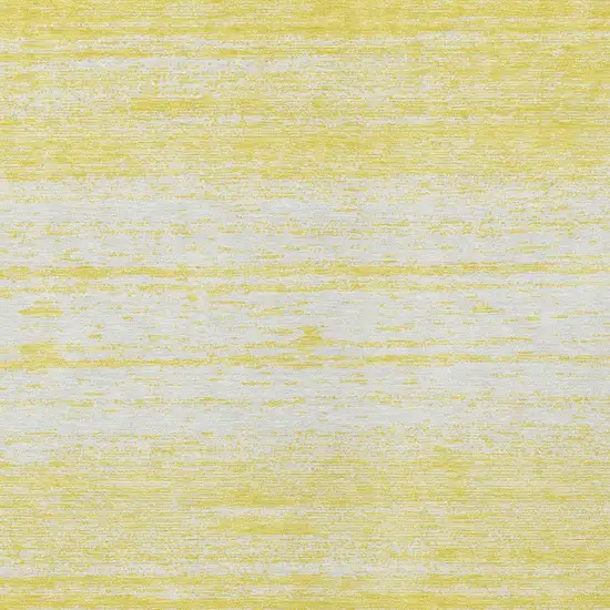 Yellow And Ivory Striped Washable Indoor Outdoor Area Rug Photo 6