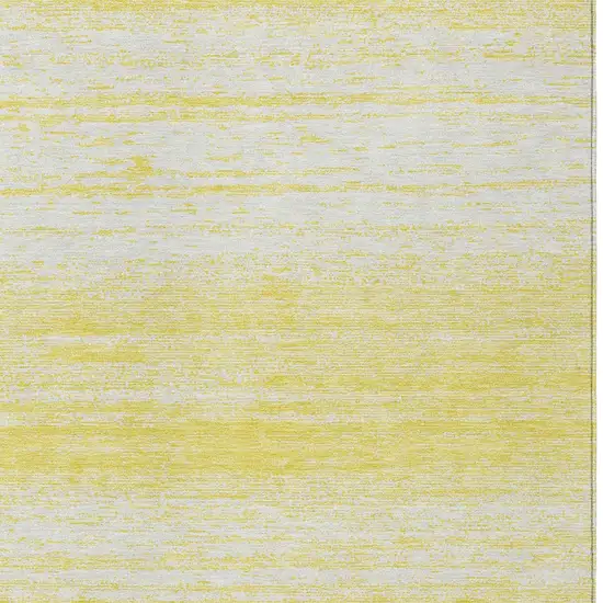 Yellow And Ivory Striped Washable Indoor Outdoor Area Rug Photo 6