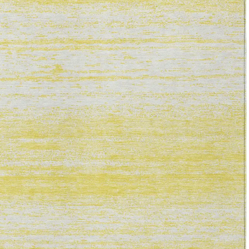 Yellow And Ivory Striped Washable Indoor Outdoor Area Rug Photo 6