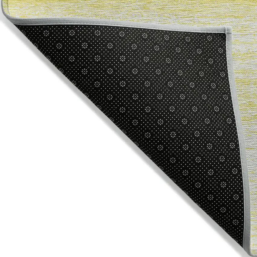 Yellow And Ivory Striped Washable Indoor Outdoor Area Rug Photo 4