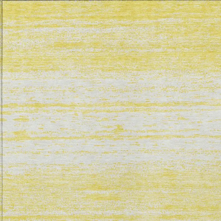 Yellow And Ivory Striped Washable Indoor Outdoor Area Rug Photo 6