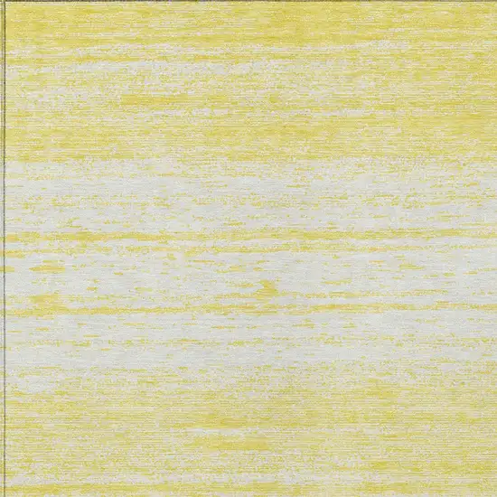 Yellow And Ivory Striped Washable Indoor Outdoor Area Rug Photo 6