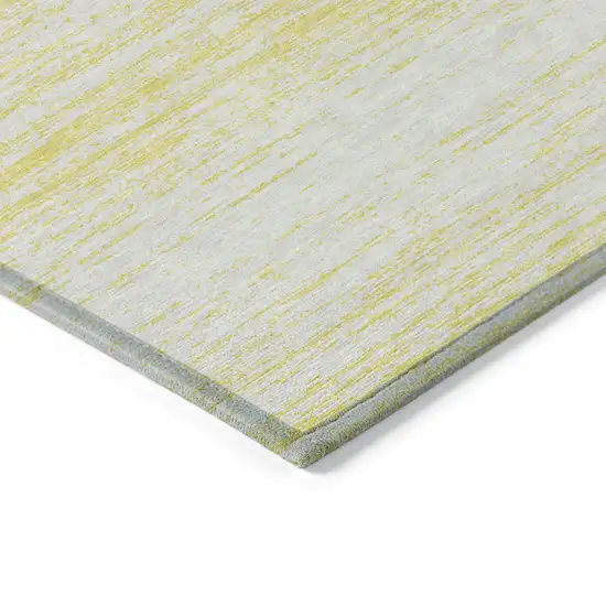 Yellow And Ivory Striped Washable Indoor Outdoor Area Rug Photo 5