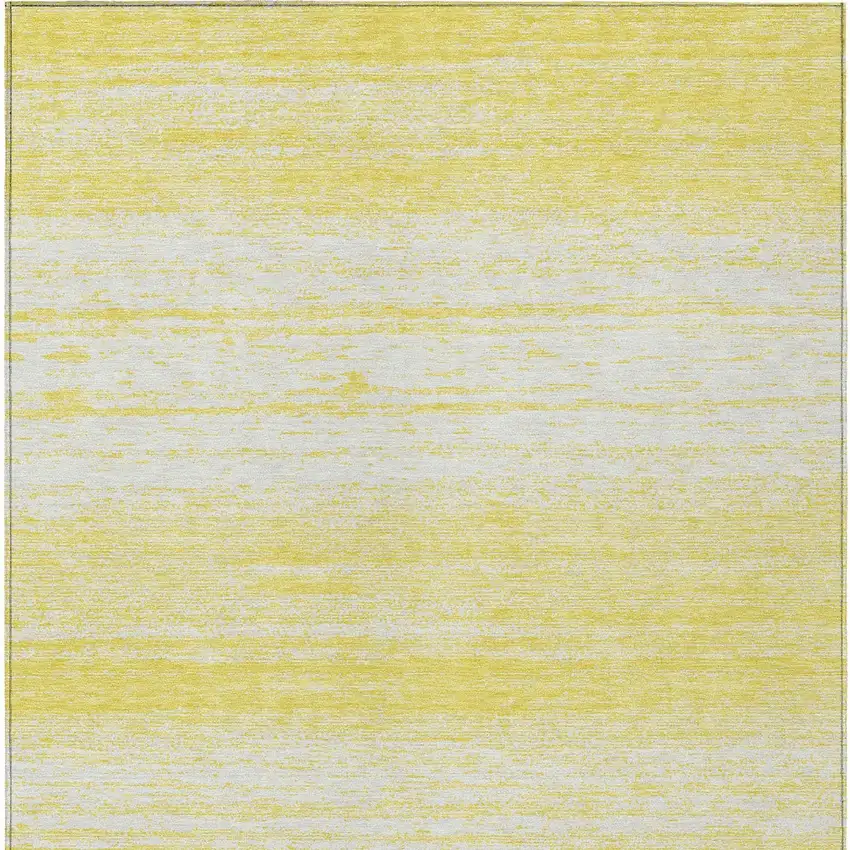 Yellow And Ivory Striped Washable Indoor Outdoor Area Rug Photo 6