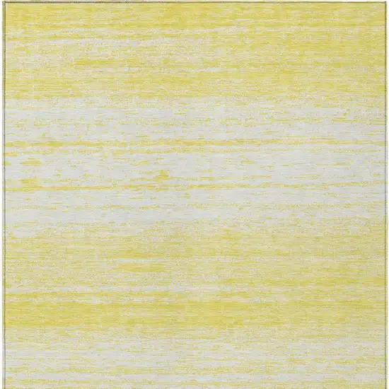 Yellow And Ivory Striped Washable Indoor Outdoor Area Rug Photo 6