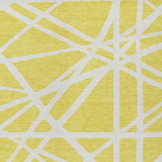 Yellow And Linen Geometric Washable Indoor Outdoor Area Rug Photo 6