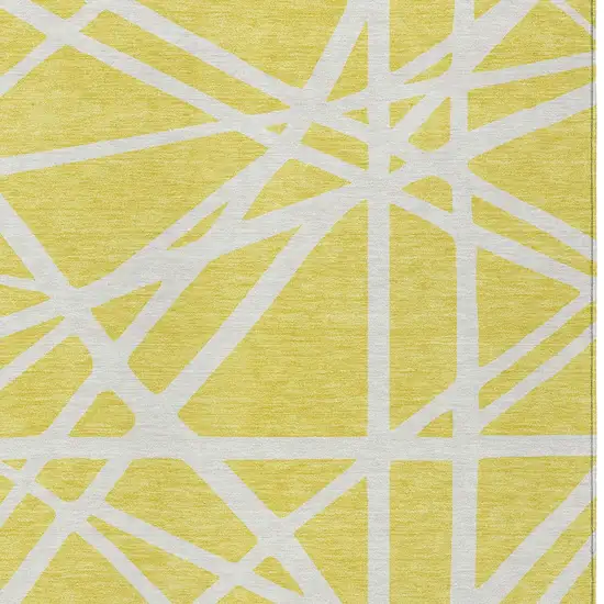 Yellow And Linen Geometric Washable Indoor Outdoor Area Rug Photo 6