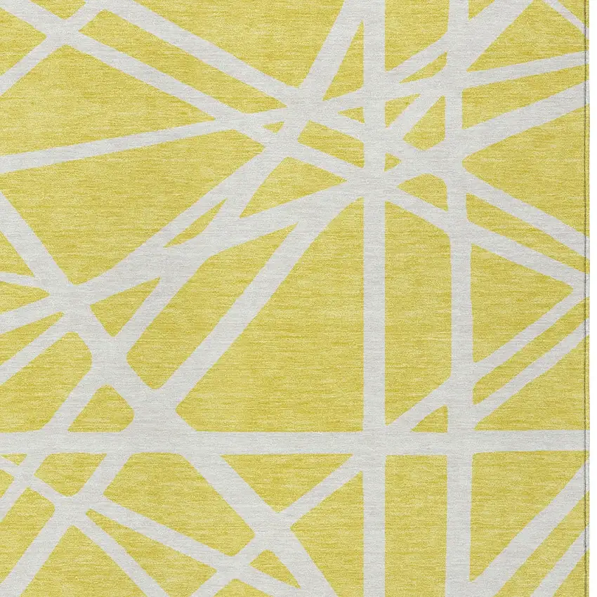 Yellow And Linen Geometric Washable Indoor Outdoor Area Rug Photo 6