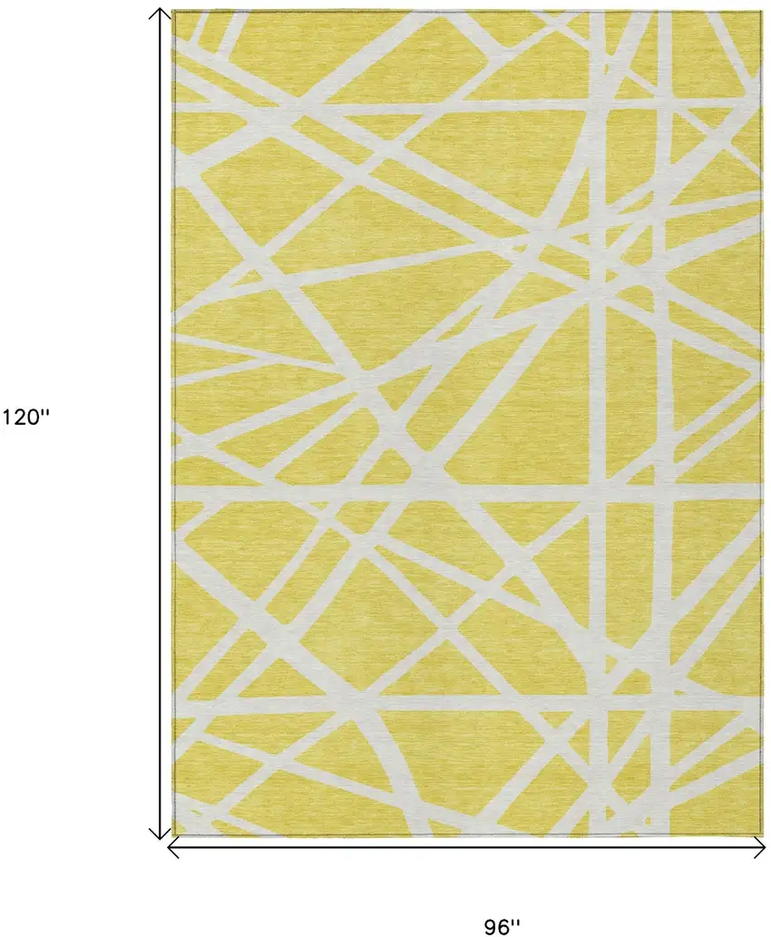 Yellow And Linen Geometric Washable Indoor Outdoor Area Rug Photo 3