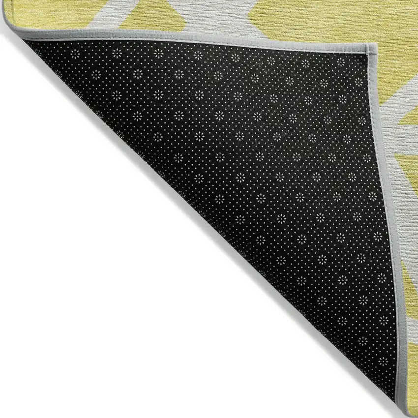 Yellow And Linen Geometric Washable Indoor Outdoor Area Rug Photo 5