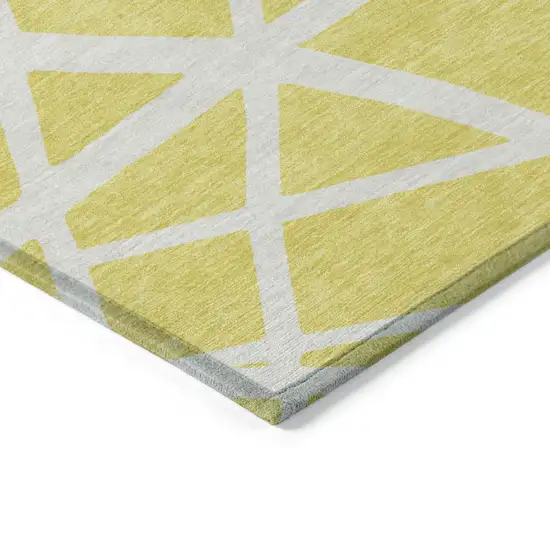 Yellow And Linen Geometric Washable Indoor Outdoor Area Rug Photo 4