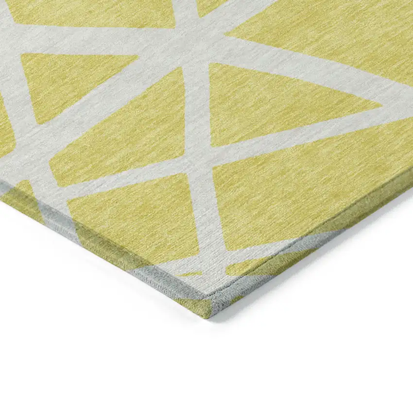 Yellow And Linen Geometric Washable Indoor Outdoor Area Rug Photo 4